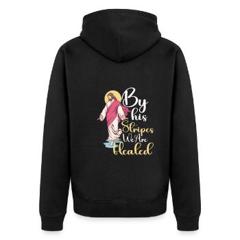 Jesus Christianity God Praying Prayer Pastor - Unisex Premium Bio Zip Hoodie - Schwarz - Hinten - Nico (187cm)