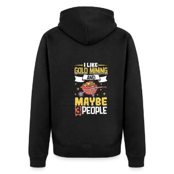 Goldgräber Goldbergbau Goldwaschen Goldmine - Unisex Premium Bio Zip Hoodie - Schwarz - Hinten - Nico (187cm)