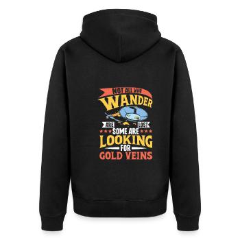 Goldgräber Goldbergbau Goldwaschen Goldmine - Unisex Premium Bio Zip Hoodie - Schwarz - Hinten - Nico (187cm)