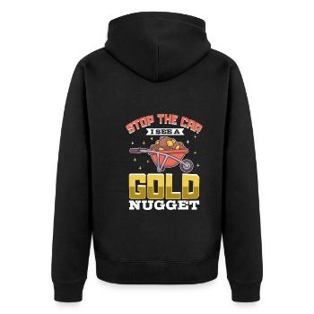 Goldgräber Goldbergbau Goldwaschen Goldmine - Unisex Premium Bio Zip Hoodie - Schwarz - Hinten - Nico (187cm)