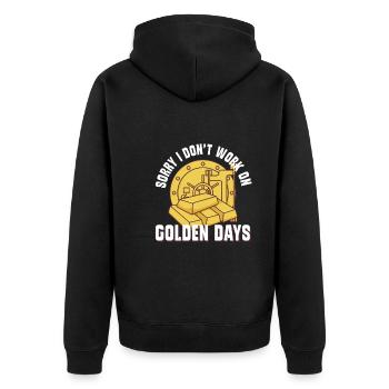 Goldgräber Goldbergbau Goldwaschen Goldmine - Unisex Premium Bio Zip Hoodie - Schwarz - Hinten - Nico (187cm)