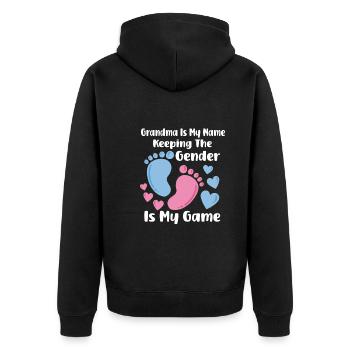 Gender Reveal Pregnancy Baby Shower - Unisex Premium Organic Zip Hoodie - black - Back - Nico (187cm)