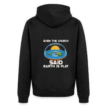 Flat Earth Theory Flat Earth Army Earth - Unisex Premium Bio Zip Hoodie - Schwarz - Hinten - Nico (187cm)