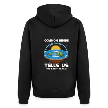 Flat Earth Theory Flat Earth Army Earth - Unisex Premium Bio Zip Hoodie - Schwarz - Hinten - Nico (187cm)