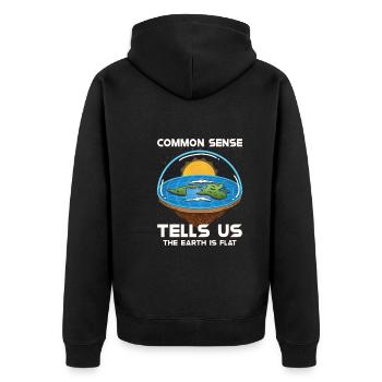 Flat Earth Theory Flat Earth Army Earth - Unisex Premium Bio Zip Hoodie - Schwarz - Hinten - Nico (187cm)
