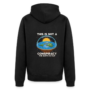 Flat Earth Theory Flat Earth Army Earth - Unisex Premium Bio Zip Hoodie - Schwarz - Hinten - Nico (187cm)