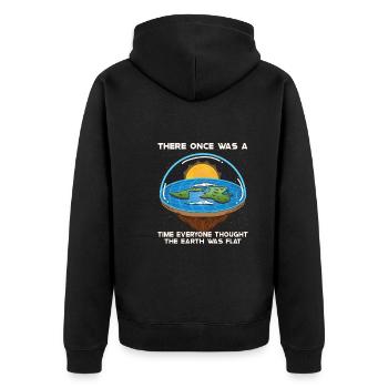 Flat Earth Theory Flat Earth Army Earth - Unisex Premium Organic Zip Hoodie - black - Back - Nico (187cm)