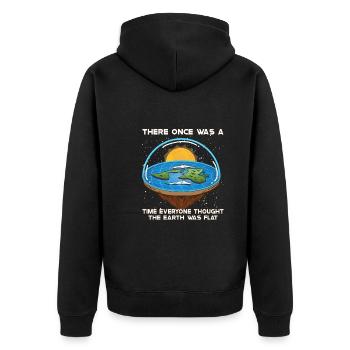 Flat Earth Theory Flat Earth Army Earth - Unisex Premium Bio Zip Hoodie - Schwarz - Hinten - Nico (187cm)