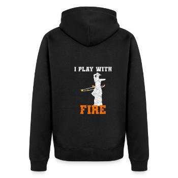 I Play With Fire Feuerkünstlerin Feuerartistin - Unisex Premium Bio Zip Hoodie - Schwarz - Hinten - Nico (187cm)
