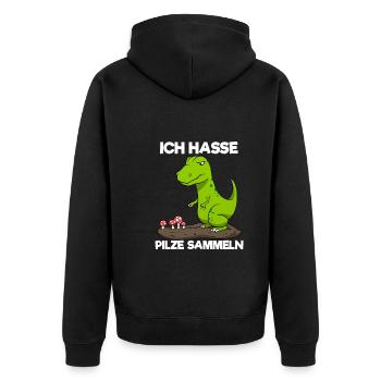 Ich Hasse Pilze Sammeln Dinosaurier Pilzsammler - Unisex Premium Bio Zip Hoodie - Schwarz - Hinten - Nico (187cm)