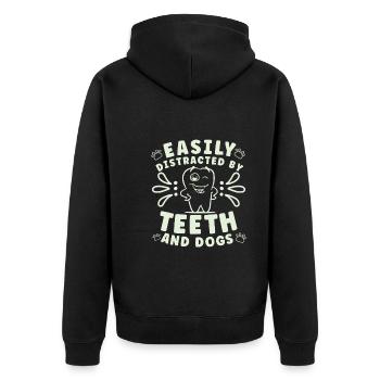 Dentist Dental Hygienist Gift Idea: Forbidden Love - Unisex Premium Organic Zip Hoodie - black - Back - Nico (187cm)