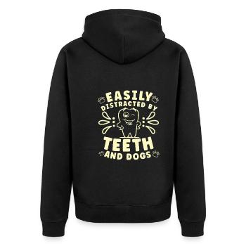 Dentist Dental Hygienist Gift Idea: Forbidden Love - Unisex Premium Organic Zip Hoodie - black - Back - Nico (187cm)