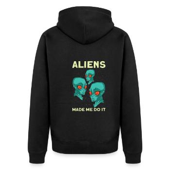 Alien Extraterrestrial Area 51 Ufo Space Geek - Unisex Premium Bio Zip Hoodie - Schwarz - Hinten - Nico (187cm)