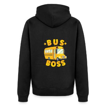 Schulbusfahrer Sei Nett Zum Schulbusfahrer - Unisex Premium Bio Zip Hoodie - Schwarz - Hinten - Nico (187cm)