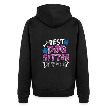 Dog Seated Dog Puppy Dog Sitter Dog Sitter - Unisex Premium Organic Zip Hoodie - black - Back - Nico (187cm)