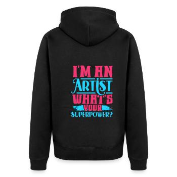 Künstler Malerei Maler Kunstfarbe Kunstlehrer - Unisex Premium Bio Zip Hoodie - Schwarz - Hinten - Nico (187cm)