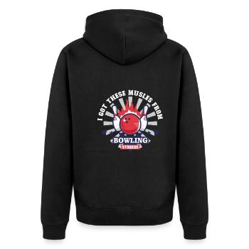 Drôle d’équipe de bowling Bowler Strike Gift Idea - Veste à capuche bio Premium Unisexe - noir - Dos - Nico (187cm)