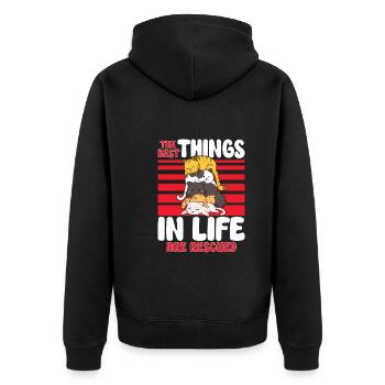 Cat RESCUE ANIMAL RIGHTS RESCUE Cat ADOPTION - Unisex Premium Organic Zip Hoodie - black - Back - Nico (187cm)