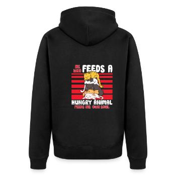 Cat RESCUE ANIMAL RIGHTS RESCUE Cat ADOPTION - Unisex Premium Organic Zip Hoodie - black - Back - Nico (187cm)