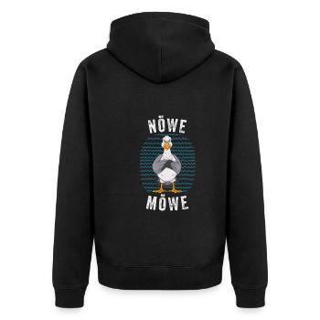 Die Nöwe Möwe Nö Norddeutschland - Unisex Premium Bio Zip Hoodie - Schwarz - Hinten - Nico (187cm)