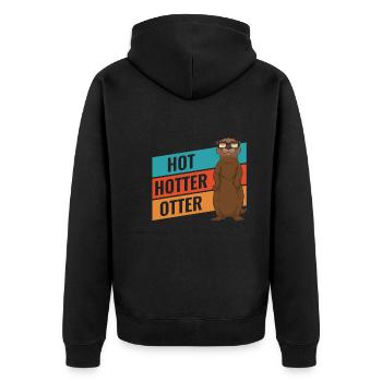 Lustiges Hot Hotter Otter Otterliebe - Unisex Premium Bio Zip Hoodie - Schwarz - Hinten - Nico (187cm)