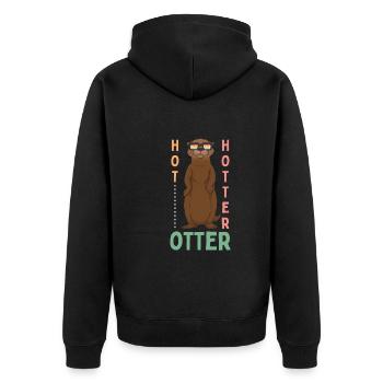 Lustiges Hot Hotter Otter Otterliebe - Unisex Premium Bio Zip Hoodie - Schwarz - Hinten - Nico (187cm)