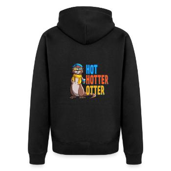 Lustiges Hot Hotter Otter Otterliebe - Unisex Premium Bio Zip Hoodie - Schwarz - Hinten - Nico (187cm)