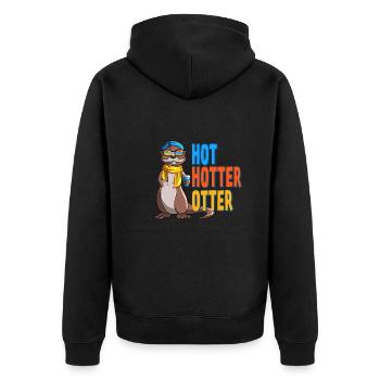 Lustiges Hot Hotter Otter Otterliebe - Unisex Premium Bio Zip Hoodie - Schwarz - Hinten - Nico (187cm)