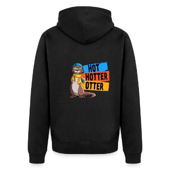 Lustiges Hot Hotter Otter Otterliebe - Unisex Premium Bio Zip Hoodie - Schwarz - Hinten - Nico (187cm)