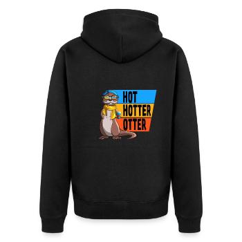 Lustiges Hot Hotter Otter Otterliebe - Unisex Premium Bio Zip Hoodie - Schwarz - Hinten - Nico (187cm)