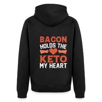 Amateurs de bacon Drôle de bacon Célèbre nourriture Keto - Veste à capuche bio Premium Unisexe - noir - Dos - Nico (187cm)