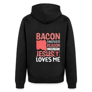 Bacon Lovers Funny Bacon Famous Food Keto - Unisex Premium Organic Zip Hoodie - black - Back - Nico (187cm)