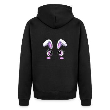 Cute Face Eyes Design - Unisex Premium Organic Zip Hoodie - black - Back - Nico (187cm)