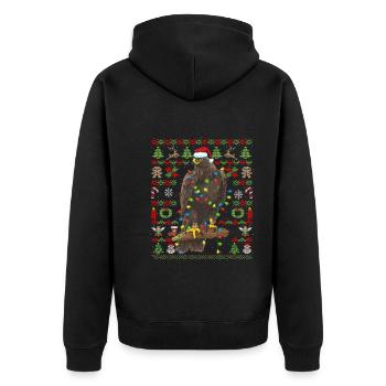 Adler Weihnachten Ugly Christmas Greifvogel - Unisex Premium Bio Zip Hoodie - Schwarz - Hinten - Nico (187cm)