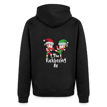 Lustiges Kickboxer Elf Weihnachten Boxen - Unisex Premium Bio Zip Hoodie - Schwarz - Hinten - Nico (187cm)