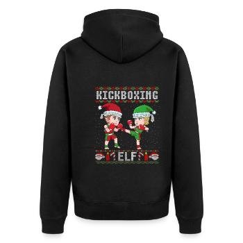 Lustiges Kickboxer Elf Weihnachten Boxen - Unisex Premium Bio Zip Hoodie - Schwarz - Hinten - Nico (187cm)