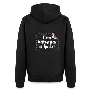 Frohe Weihnachten Ihr Spacken Möwe Norden See - Unisex Premium Bio Zip Hoodie - Schwarz - Hinten - Nico (187cm)