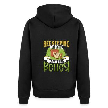 Honey Bee Beekeeping Beekeeper Honeybee Beekeeping - Unisex Premium Bio Zip Hoodie - Schwarz - Hinten - Nico (187cm)