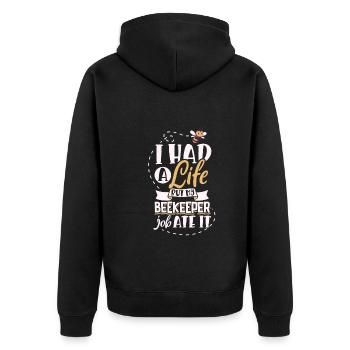 Honey Bee Beekeeping Beekeeper Honeybee Beekeeping - Unisex Premium Bio Zip Hoodie - Schwarz - Hinten - Nico (187cm)