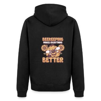 Honey Bee Beekeeping Beekeeper Honeybee Beekeeping - Unisex Premium Bio Zip Hoodie - Schwarz - Hinten - Nico (187cm)