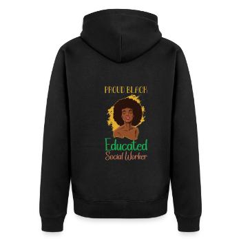 Black Social Worker School Social Work - Unisex Premium Organic Zip Hoodie - black - Back - Nico (187cm)