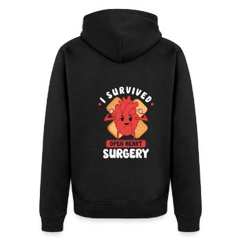 Heart Attack Open Heart Surgery Heart Surgery Gift - Unisex Premium Organic Zip Hoodie - black - Back - Nico (187cm)