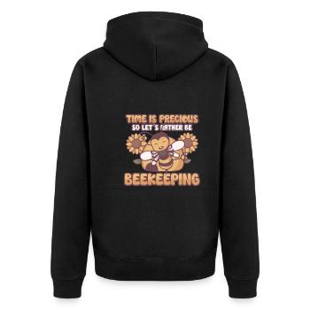 Honey Bee Beekeeping Beekeeper Honeybee Beekeeping - Unisex Premium Bio Zip Hoodie - Schwarz - Hinten - Nico (187cm)
