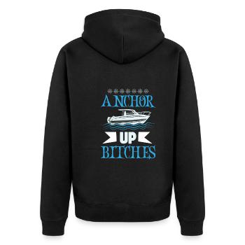 Boating Dad Boat Captain Pontoon Sailor Cruising - Unisex Premium Bio Zip Hoodie - Schwarz - Hinten - Nico (187cm)