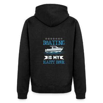 Boating Dad Boat Captain Pontoon Sailor Cruising - Unisex Premium Bio Zip Hoodie - Schwarz - Hinten - Nico (187cm)