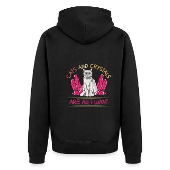 Kristallheilung Krytale Kristalle Und Steine - Unisex Premium Bio Zip Hoodie - Schwarz - Hinten - Nico (187cm)