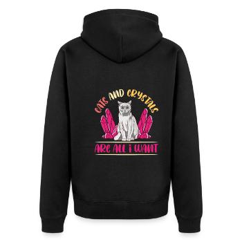 Kristallheilung Krytale Kristalle Und Steine - Unisex Premium Bio Zip Hoodie - Schwarz - Hinten - Nico (187cm)