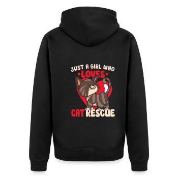 Cat RESCUE ANIMAL RIGHTS RESCUE Cat ADOPTION - Unisex Premium Organic Zip Hoodie - black - Back - Nico (187cm)