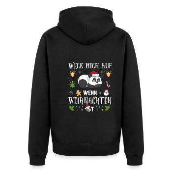 Lustiges Wecke Mich Auf Wenn Weihnachten Ist Panda - Unisex Premium Bio Zip Hoodie - Schwarz - Hinten - Nico (187cm)
