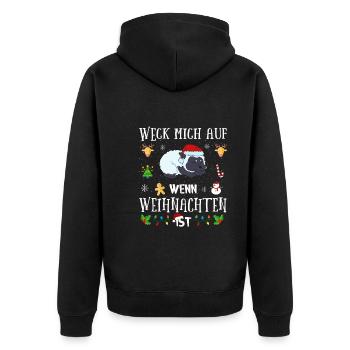 Lustiges Wecke Mich Auf Wenn Weihnachten Ist Schaf - Unisex Premium Bio Zip Hoodie - Schwarz - Hinten - Nico (187cm)